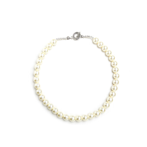 Gempro Gemstone Fresh Water Pearl Necklace with Silver Fancy Toggle Clasp