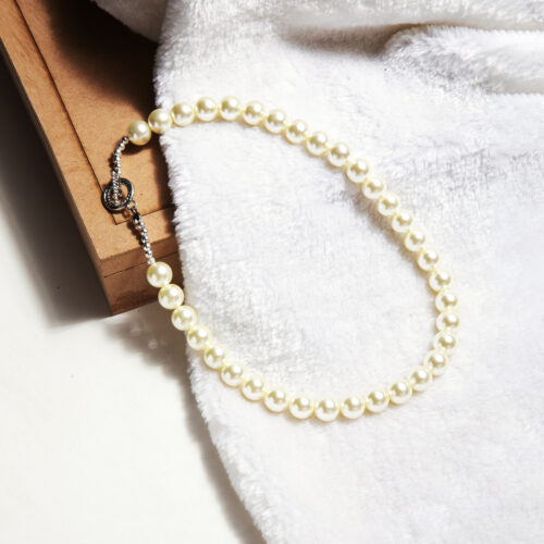 Gempro Gemstone Fresh Water Pearl Necklace with Silver Fancy Toggle Clasp - Image 4