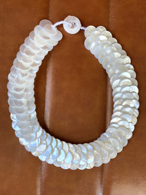 Gempro Gemstone White Mother of Pearl Necklace Natural Shells Earthy Colors Hand Made Jewelry