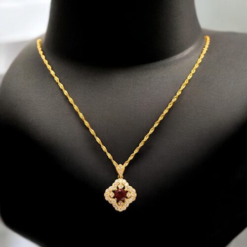 Gempro Garnet Pendant & Earrings Set for Women & Girls Timeless Red Gemstone Jewelry Collection, A Stunning Gift Idea for Birthdays, Anniversaries, & Special Occasions Search this page - Image 2