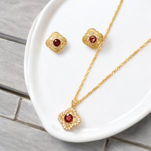 Gempro Garnet Pendant & Earrings Set for Women & Girls Timeless Red Gemstone Jewelry Collection, A Stunning Gift Idea for Birthdays, Anniversaries, & Special Occasions Search this page